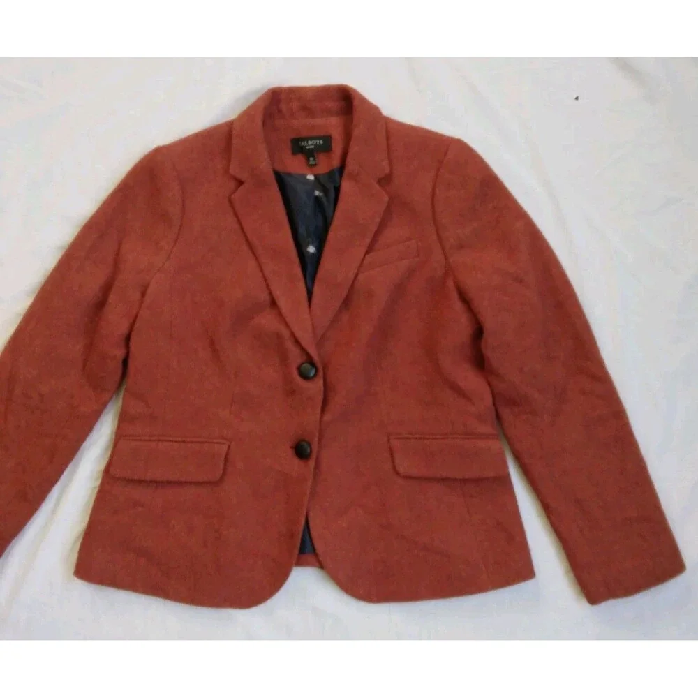 Talbots Blazer Jacket Rust Wool Blend Boho Preppy Women's Size 12P - Picture 2 of 13